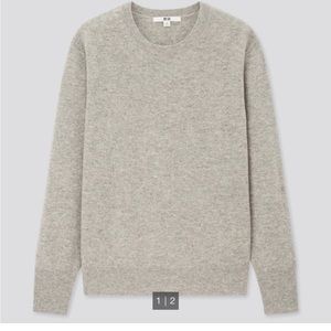 100% Cashmere crew neck sweater light grey
